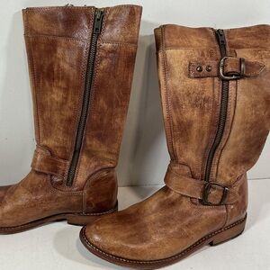 Women’s Bed Stu Brown Leather Double Buckle Boots Size 8